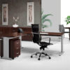 Mesa-de-Oficina-Euro-3000-y-4000-10 Melamina madera y patas metálicas grises