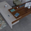 Mesa-despacho-CH-Cool-4 en melamina nogal con ala mueble auxiliar en color gris
