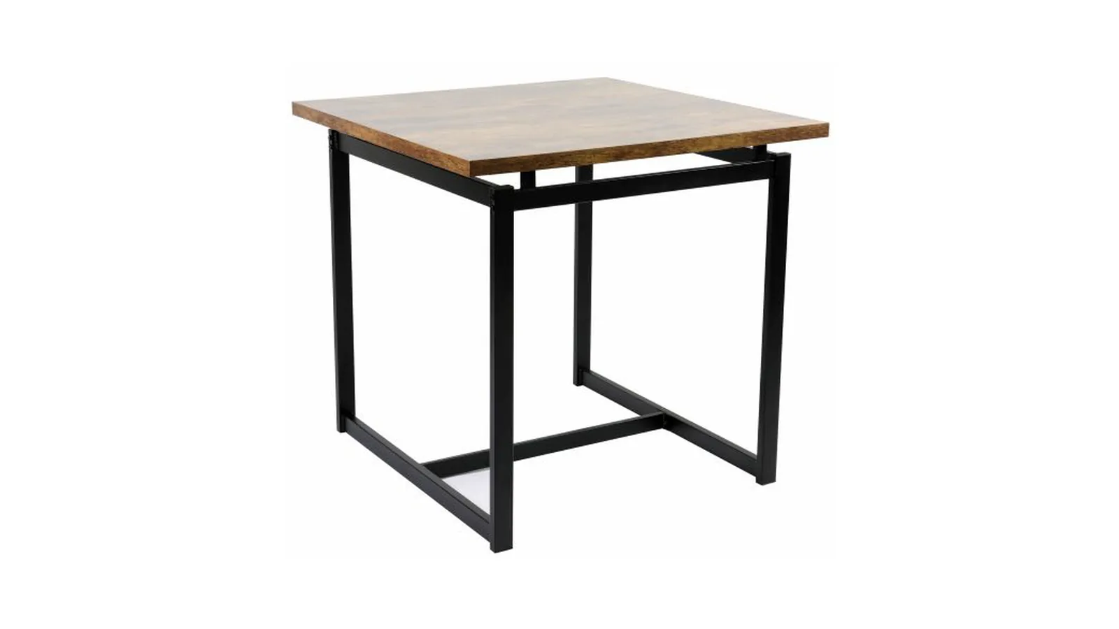 Mesa de restaurante Odin de 80 × 80 cm con tablero de madera y estructura negra, la mesa de cuatro con la que calculamos la distancia entre mesas