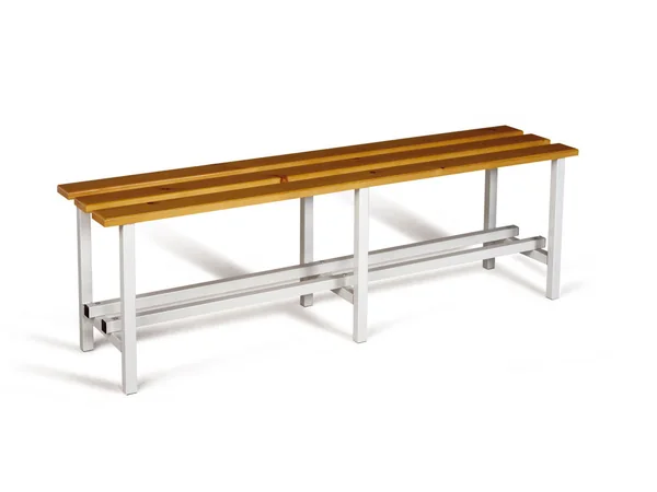 Banco de vestuario de lamas de madera de pino y estructura de acero epoxi gris